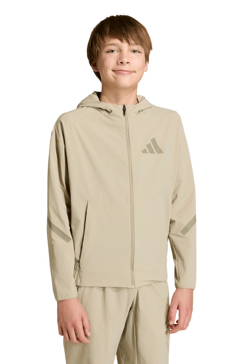 Kids' Z-N-E Woven Travel Hooded Jacket, Alternate, color, WONDER CARGO/ CLAY
