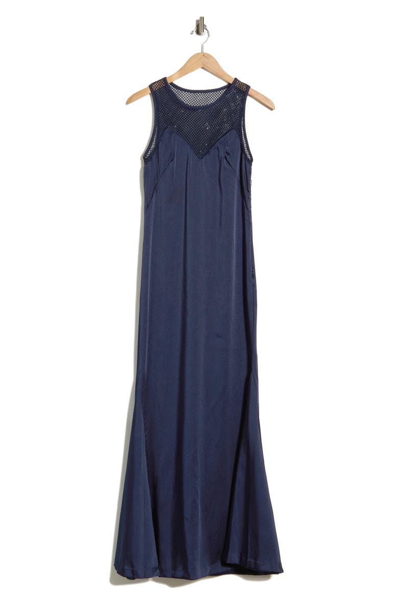 Rhinestone Mesh Sleeveless Gown, Main, color, SPRING NAV