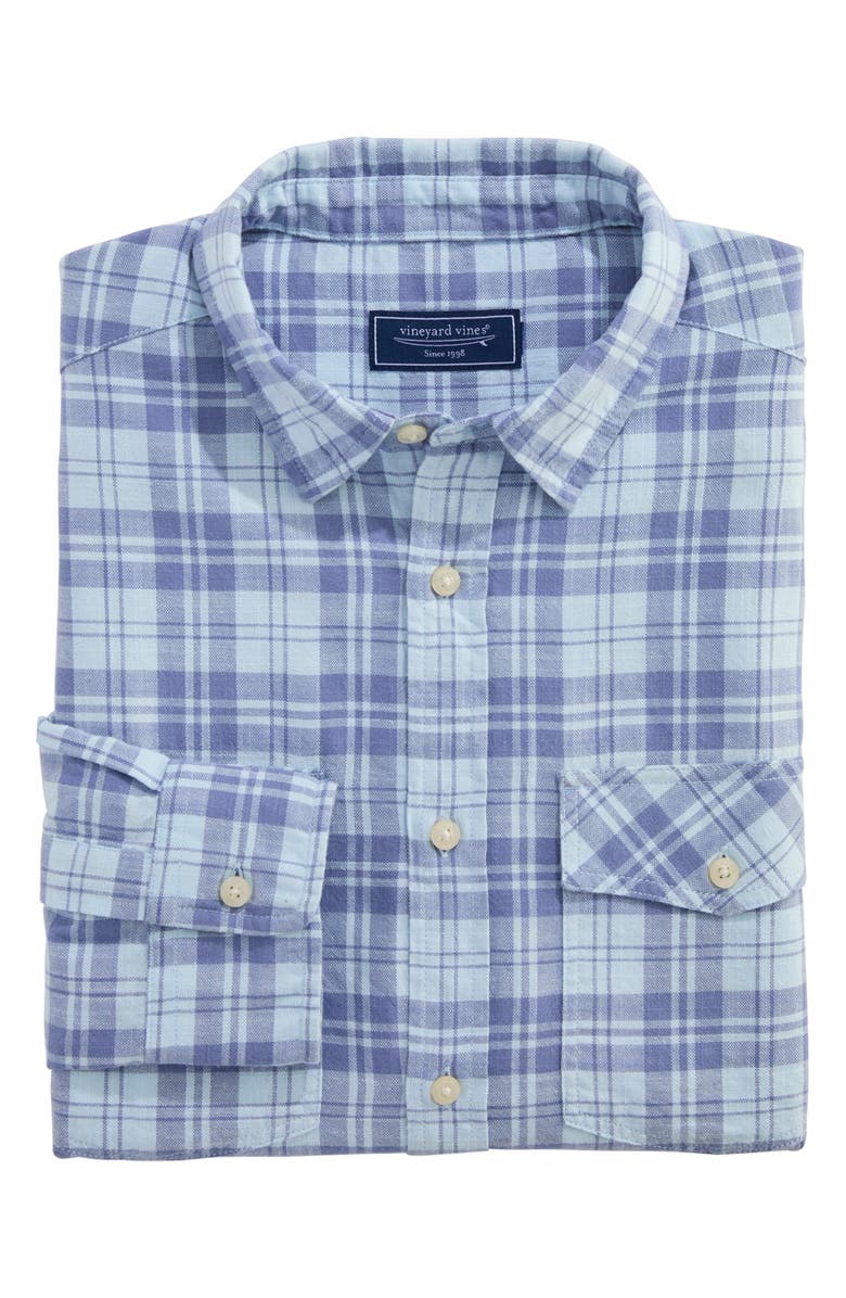 vineyard vines Hummock Pond Regular Fit Plaid Cotton Button-Up Shirt, Alternate, color, Ice Water
