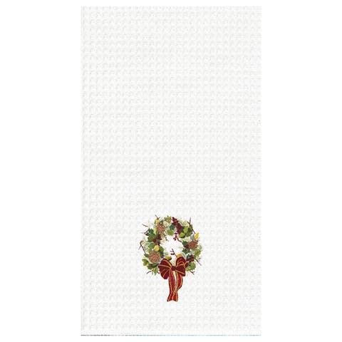 Festive Wreath Waffle Weave Cotton Kitchen Towel