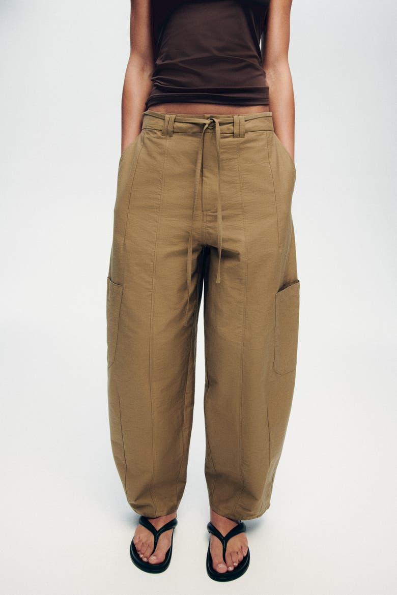 Tie-belt Cargo Pants, Alternate, color, Khaki green