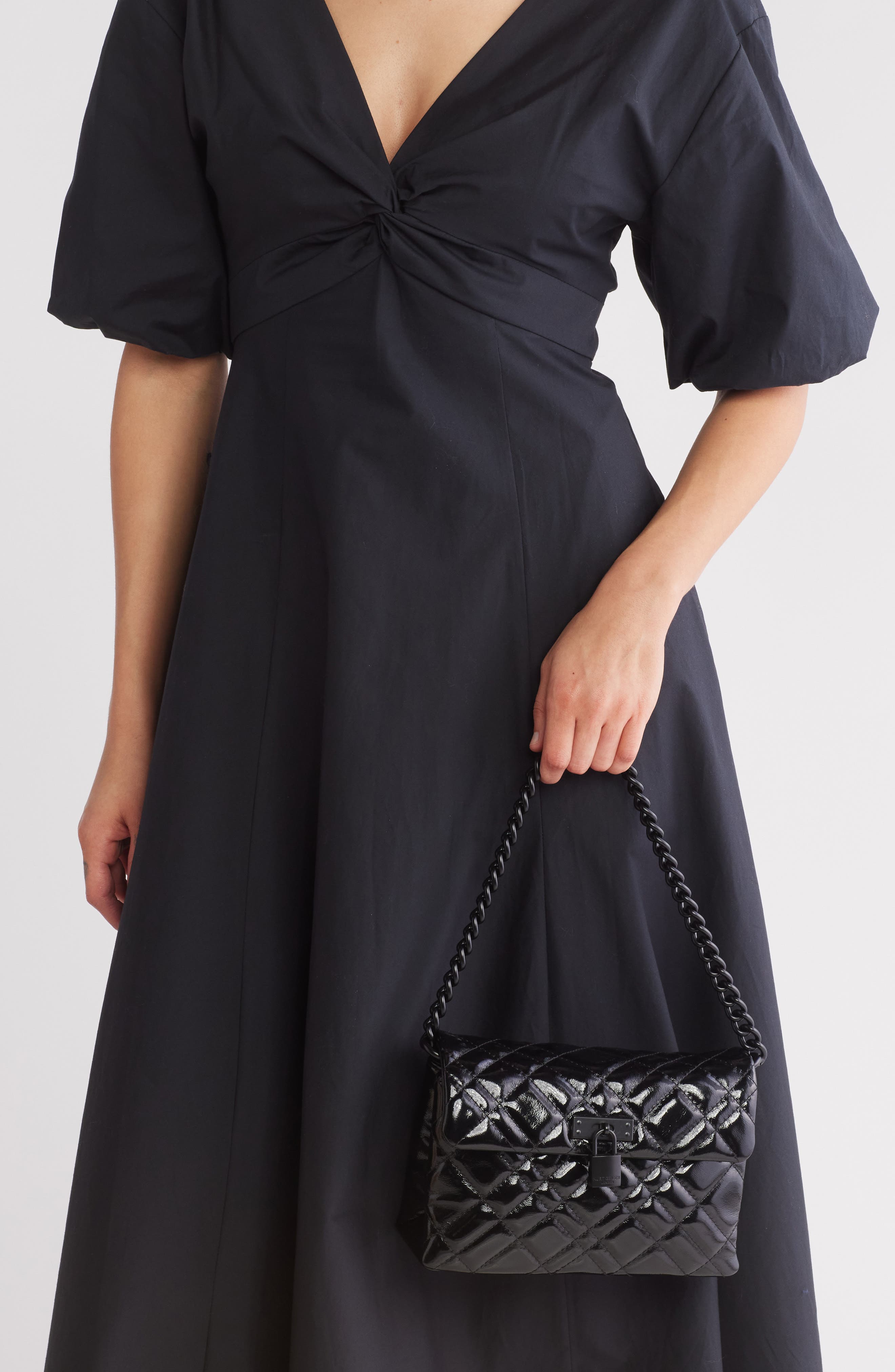 Kurt Geiger London Brixton Lock Drench Leather Bag, Alternate, color, Black