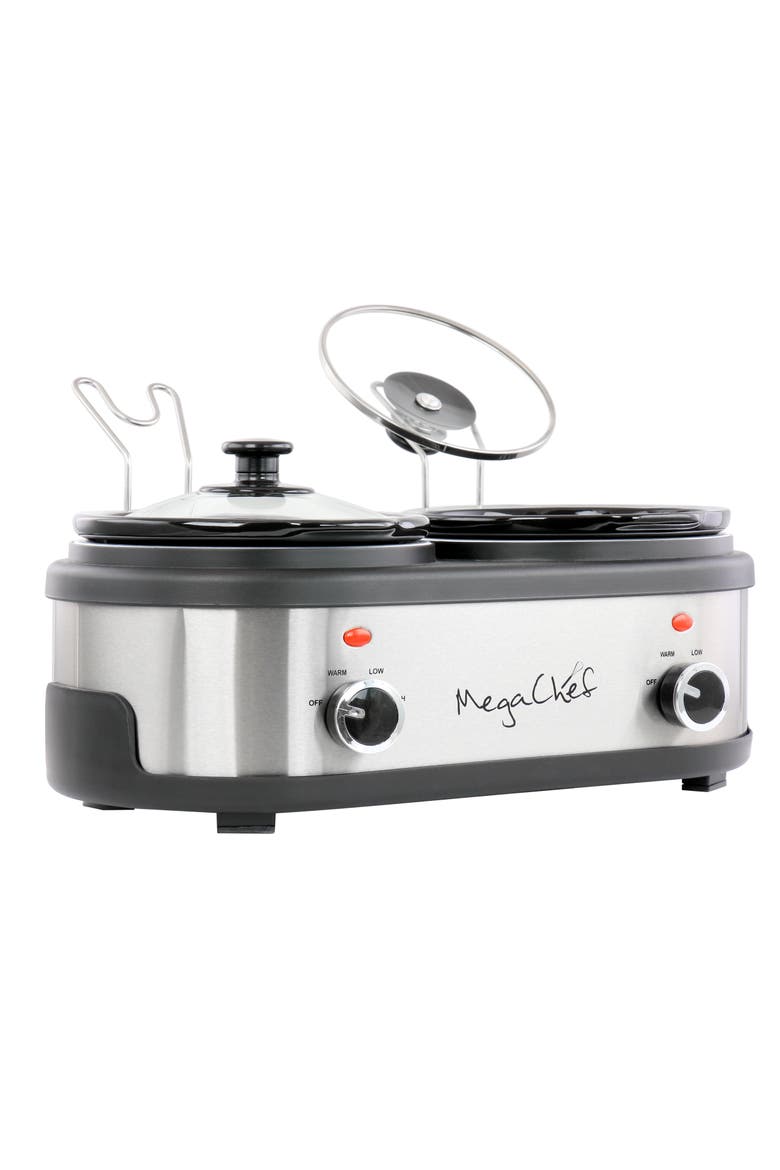Dual 1.5 Quart Crock Buffet Slow Cooker, Alternate, color, Grey