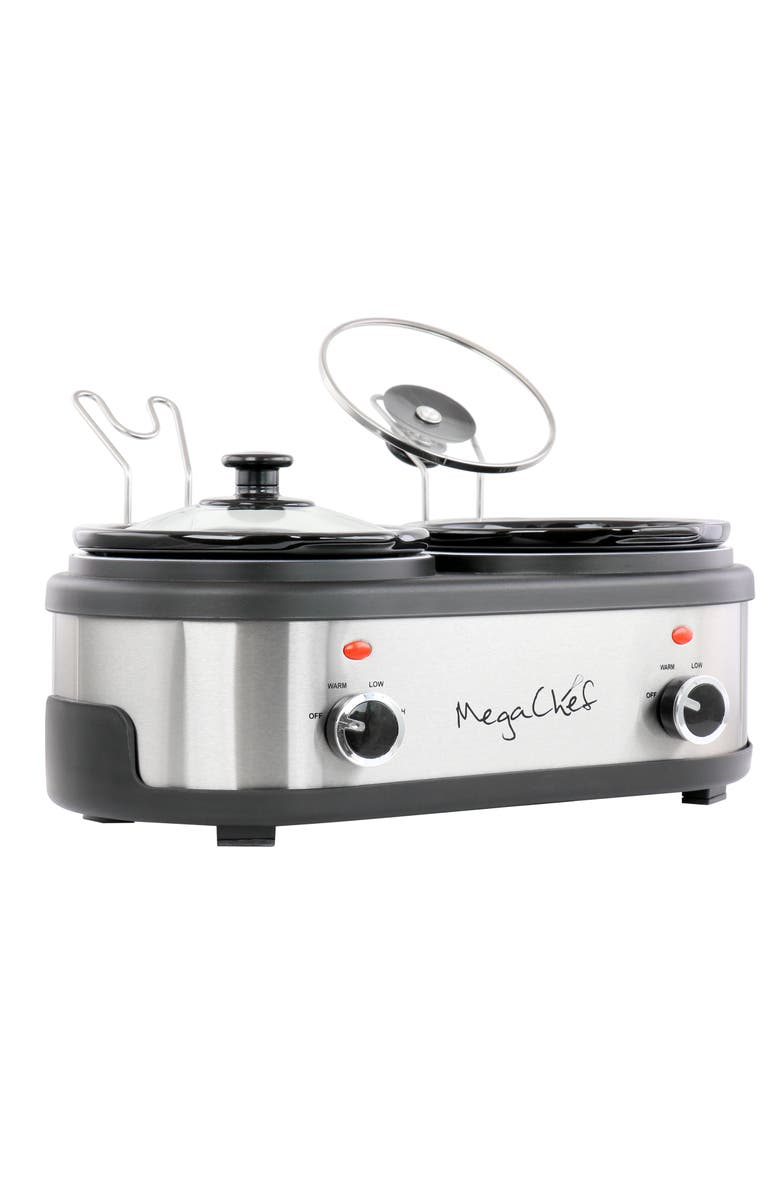 Megachef Dual 1.5 Quart Crock Buffet Slow Cooker, Alternate, color, Grey