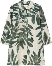 Marina Rinaldi Abetaia Leaf Print Linen Jacket