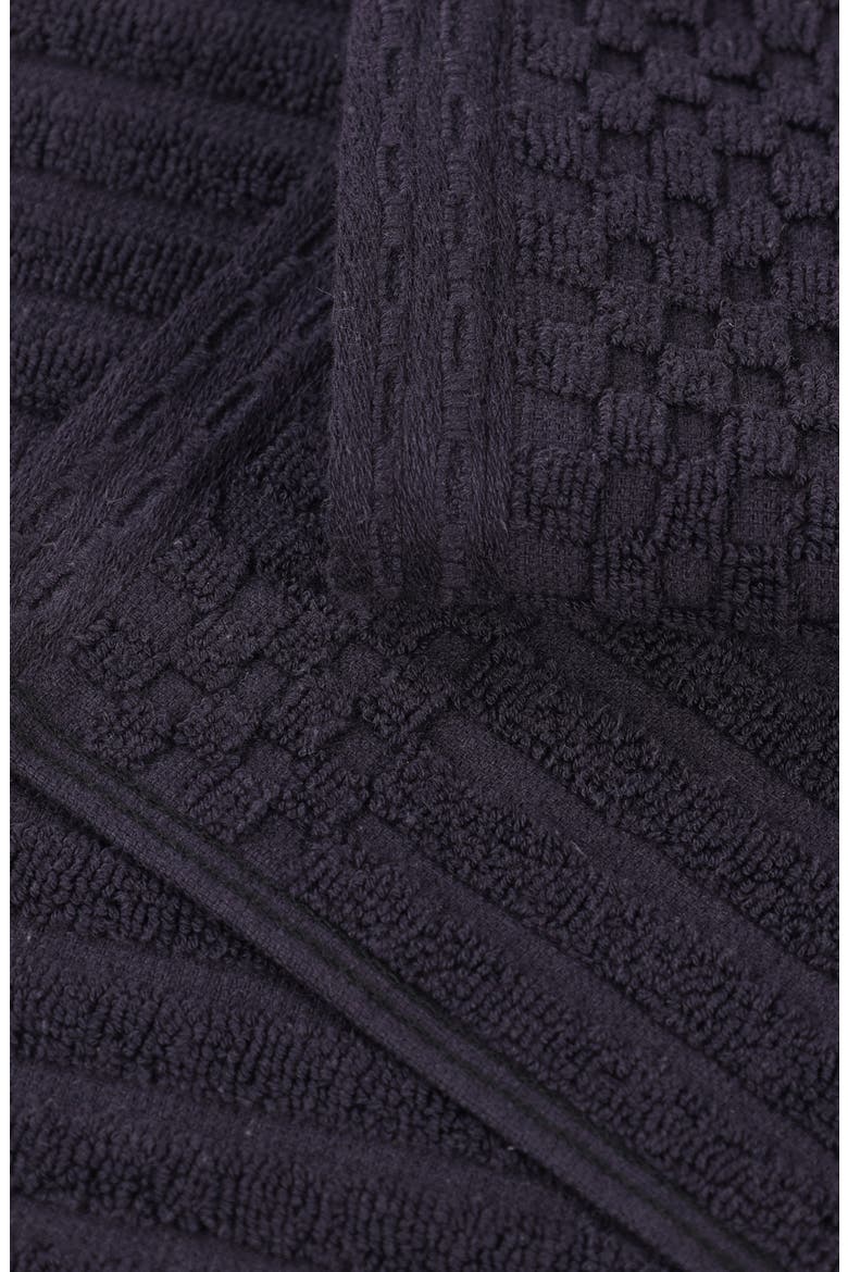 Soho 3-Piece Rib Cotton Bath Towel Set, Alternate, color, BLACK