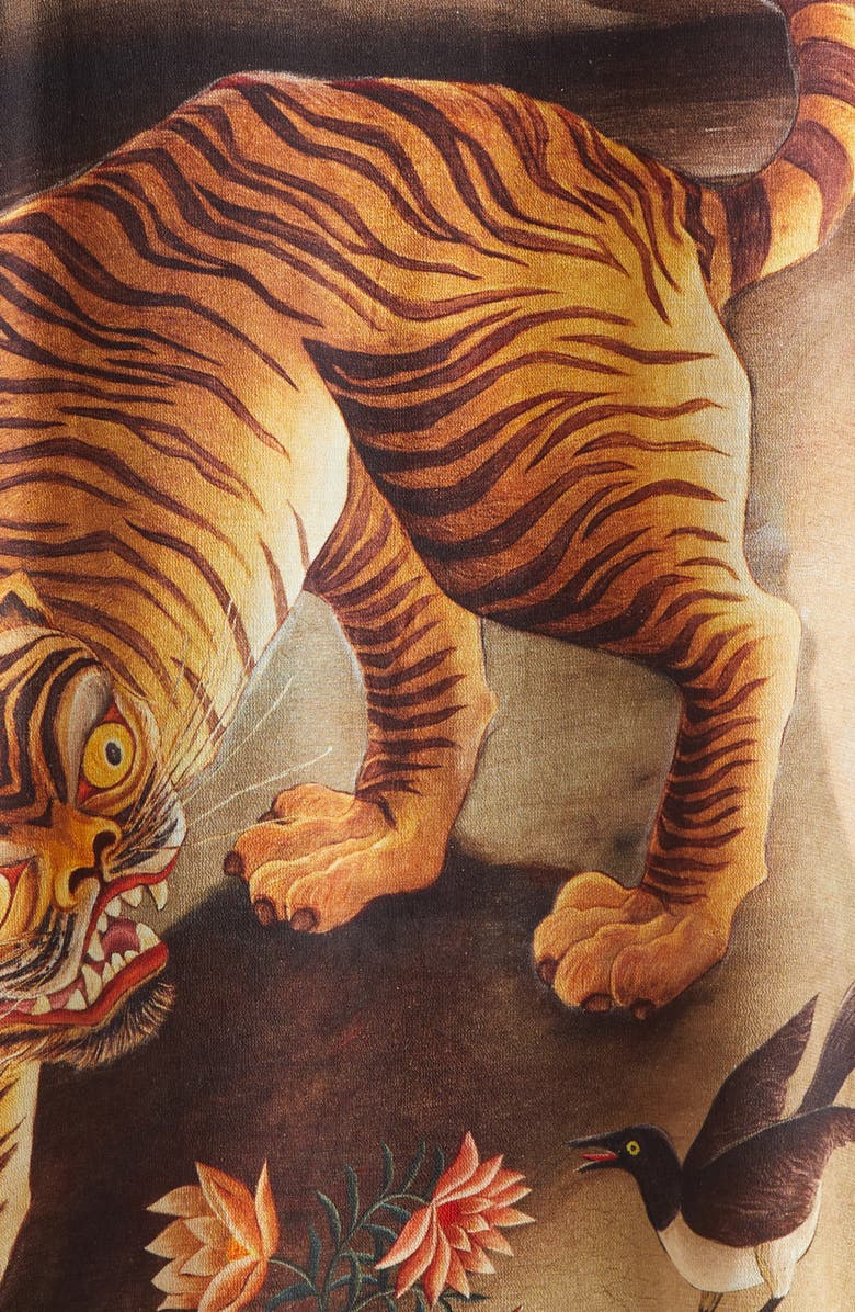 ENDLESS JOY Tiger Magpie Camp Shirt, Alternate, color, Bronze