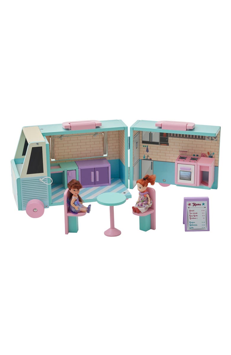 Teamson Kids Olivia's Cafe Doll Food Truck Set, Alternate, color, Blue/ Pink