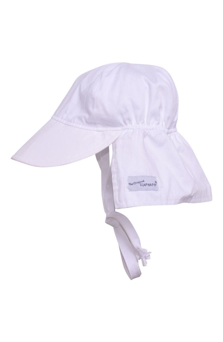 Flap Happy Baby/Toddler UPF 50+ Original Flap Hat - Full Coverage Sun protection Hat with Chin Ties, Main, color, White