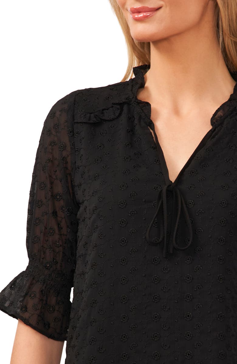 CeCe Eyelet Embroidered Ruffle Trim Blouse, Alternate, color, 