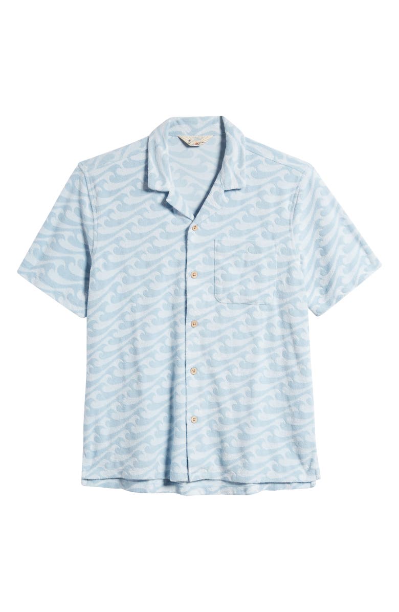 Faherty Cabana Floral Short Sleeve Terry Cloth Button-Up Shirt, Main, color,