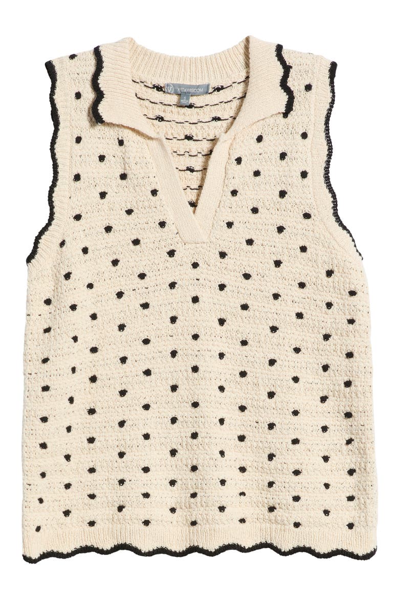 Dot Sweater Tank, Alternate, color, ECRU/ BLACK