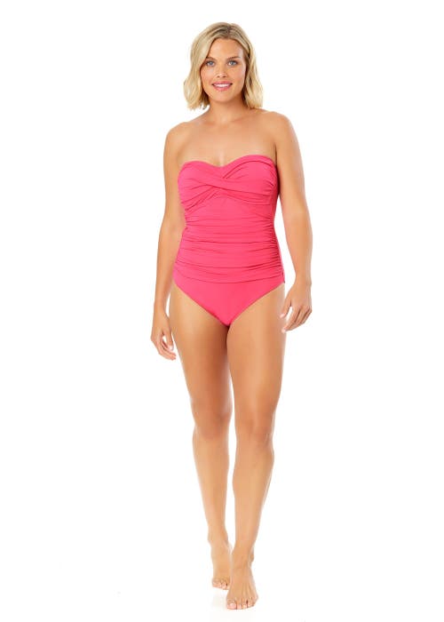 ANNE COLE TWIST FRONT SHIRRED ONE PIECE SWIMSUIT