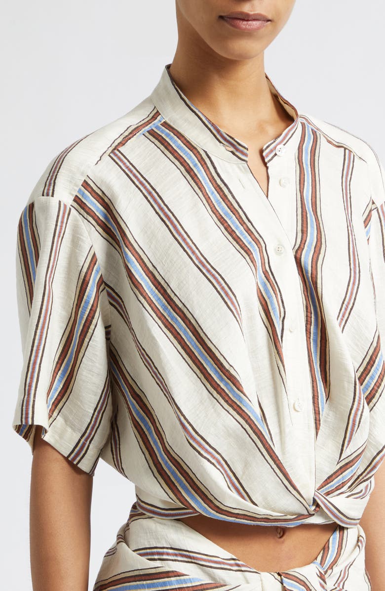 A.L.C. Leonor Stripe Linen Blend Shirt, Alternate, color, Panna Multi