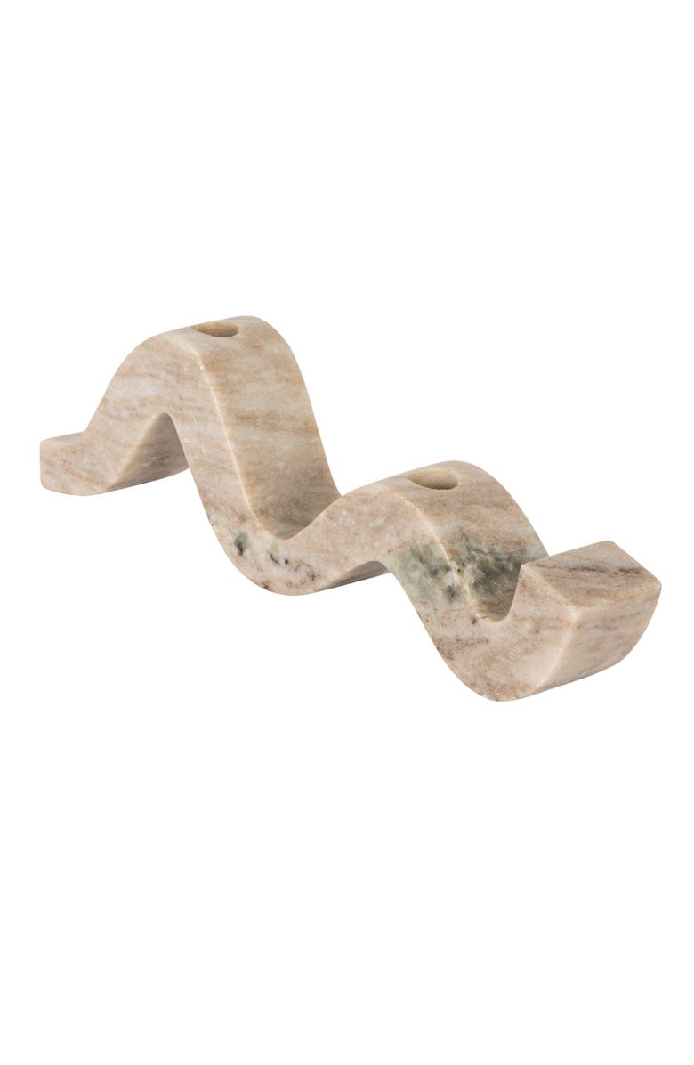 Storied Home Marble Wave Double Taper Candle Holder, Beige, Main, color, White