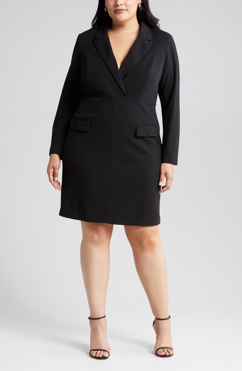 Maggy London Long Sleeve Tuxedo Dress, Alternate, color, 