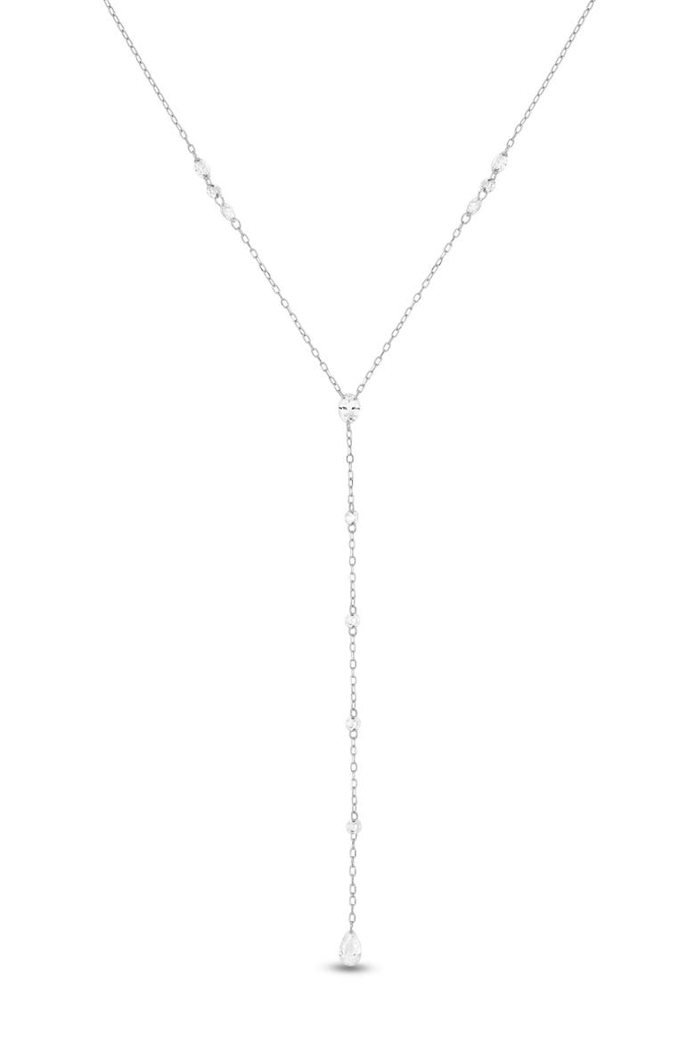18K Gold Liora Natural Diamond Y-Necklace, Main, color, 18K WHITE GOLD