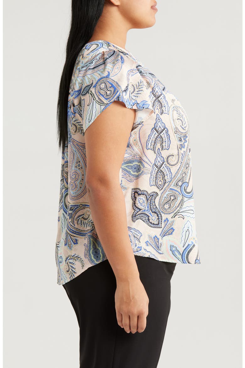Print Tulip Sleeve Top, Alternate, color, SAND PAISLEY