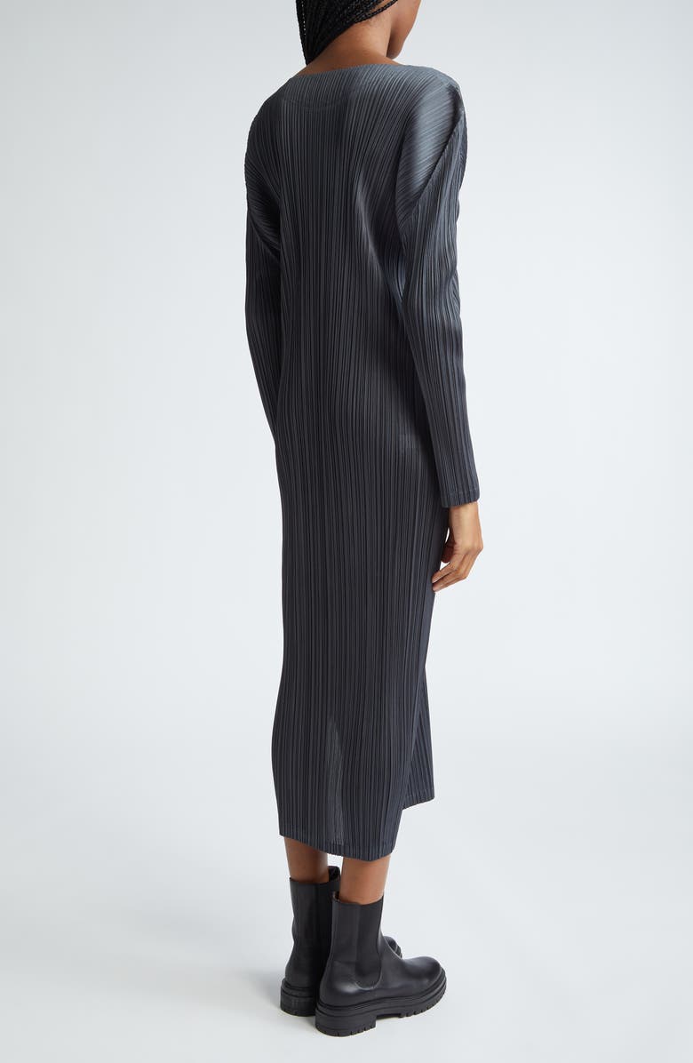 Pleats Please Issey Miyake Monthly Colors December Pleated Long Sleeve Midi Dress, Alternate, color, 