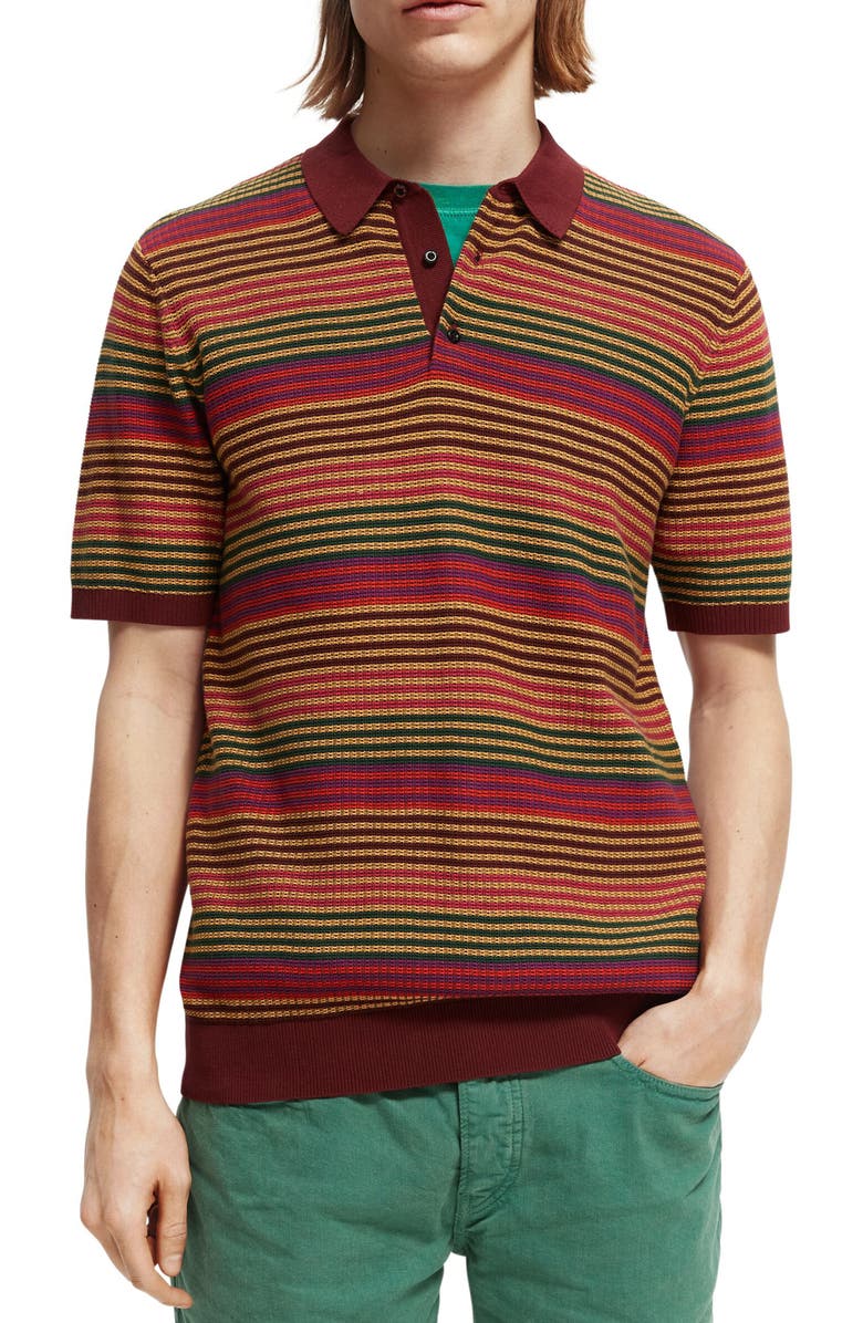 Scotch & Soda Structured Knit Organic Cotton Polo, Main, color,