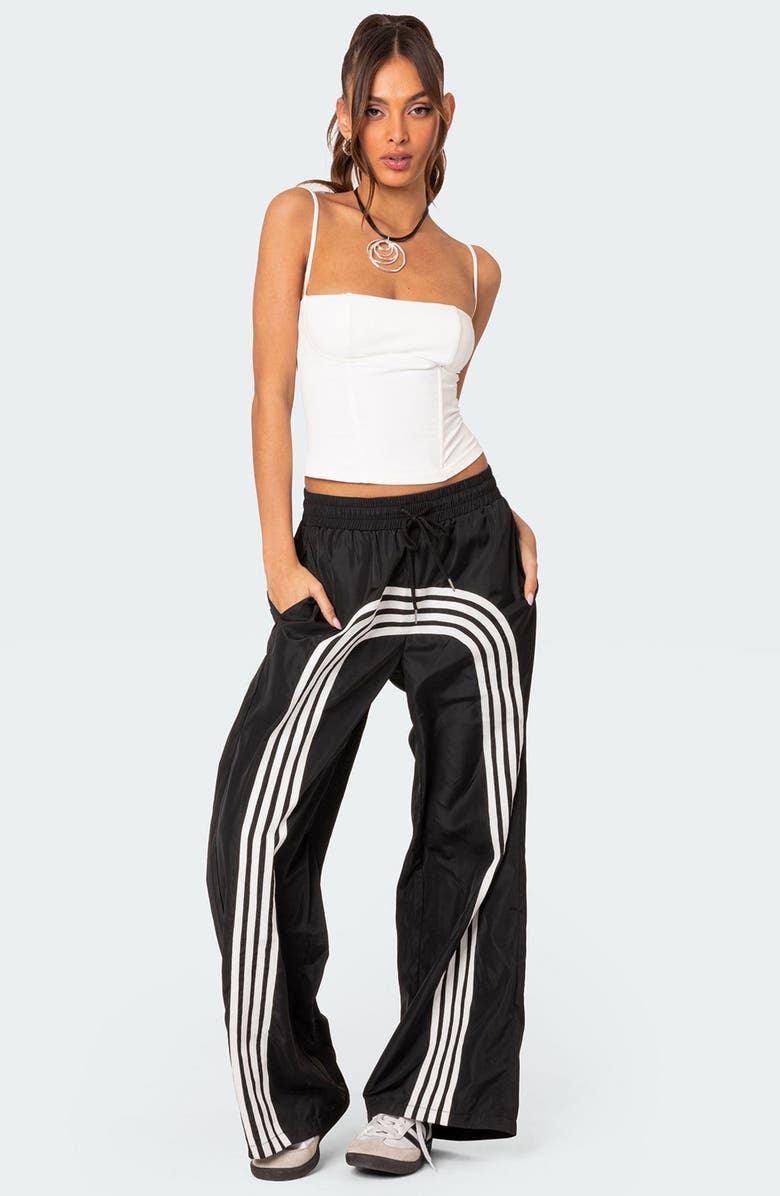 EDIKTED Wilda Stripe Track Pants, Alternate, color, Black-And-White