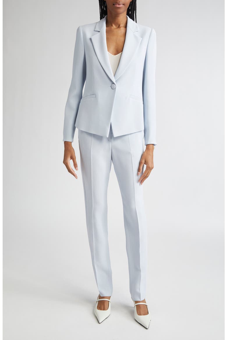 Cady One-Button Crepe Crop Blazer, Alternate, color, ZEN BLUE