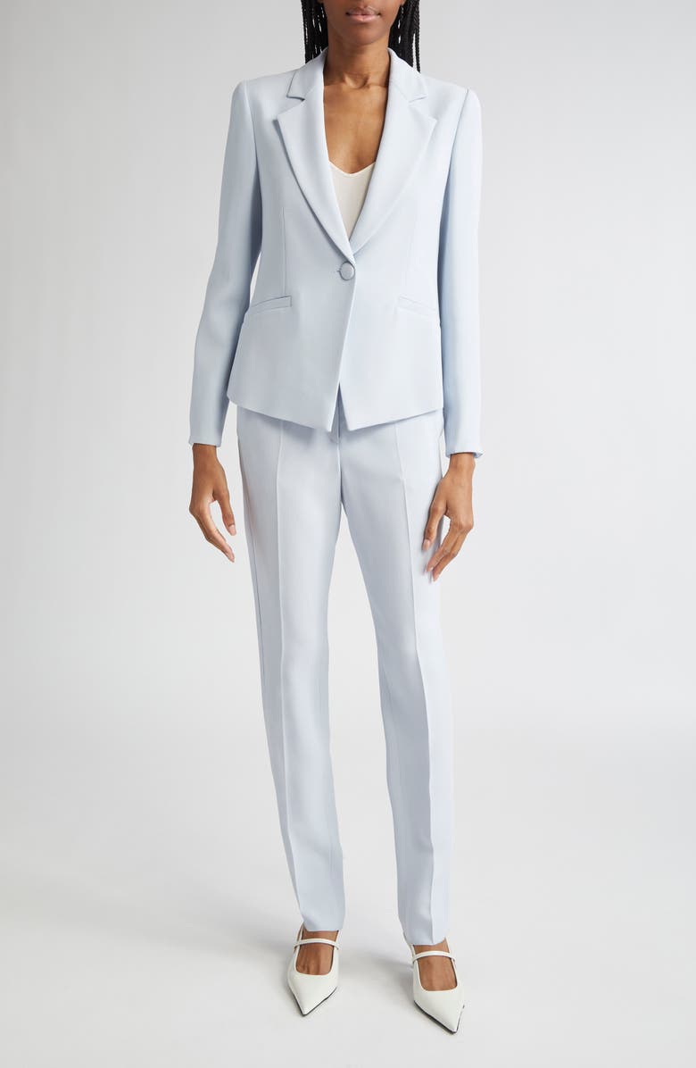 Emporio Armani Cady One-Button Crepe Crop Blazer, Alternate, color, Zen Blue