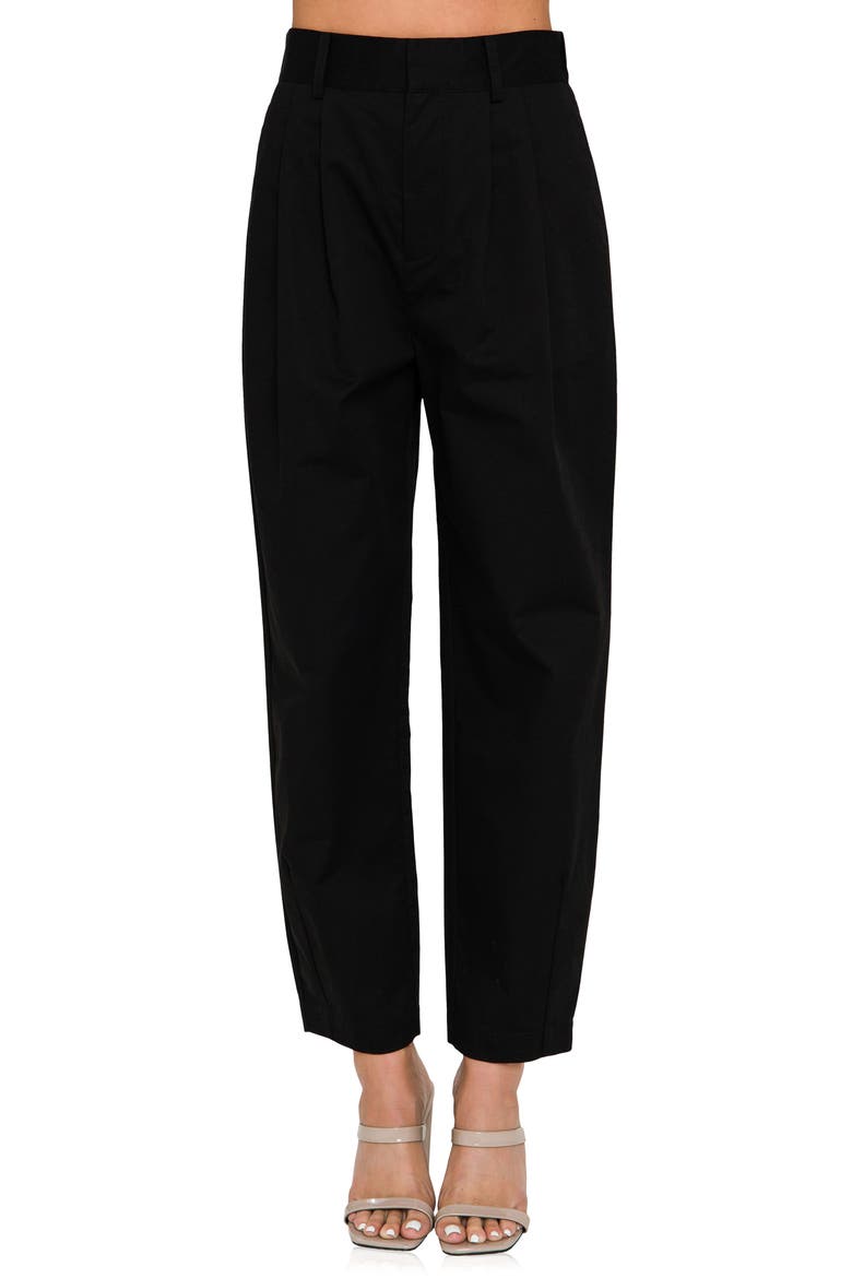 High Waist Pleated Trousers, Alternate, color, BLACK