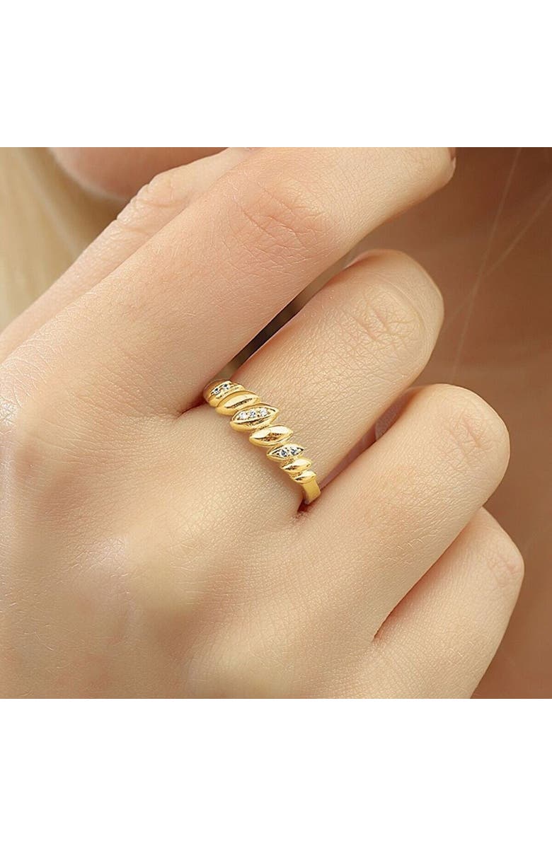 Spero London Lined Stones Marquise Sterling Silver Ring, Alternate, color, Gold