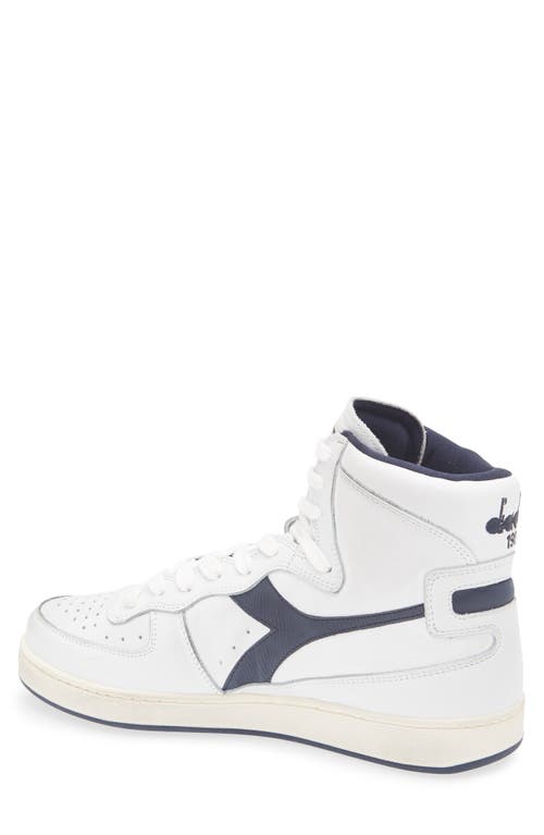 Diadora Gender Inclusive Mi Basket Used High Top Sneaker In White/blue Corsair