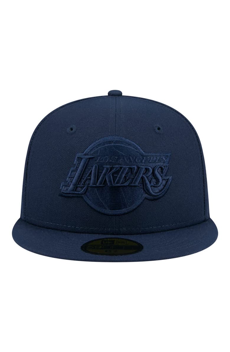 New Era Men's New Era Navy Los Angeles Lakers Tonal Color Pack 59FIFTY Fitted Hat, Alternate, color, Navy