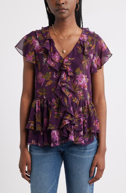 Treasure & Bond Ruffle Chiffon Top In Multi