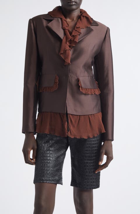 Arianna Ruffle Silk & Wool Jacket