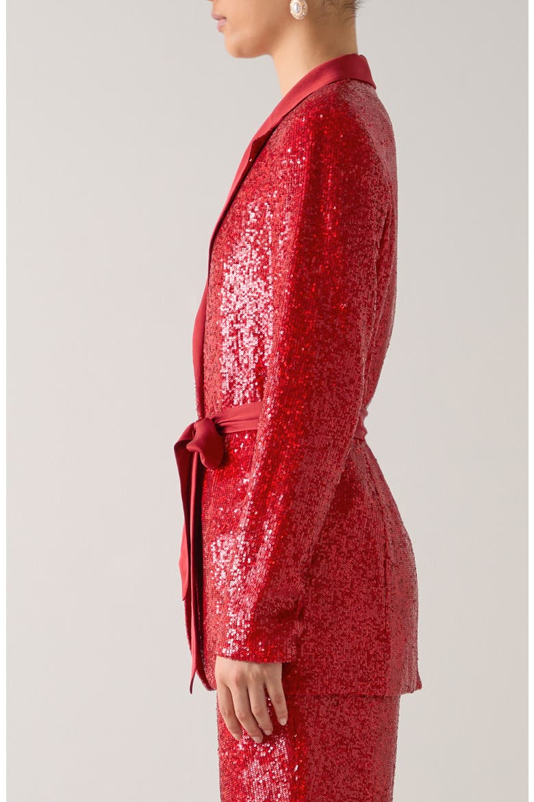 Shimmer Sequin Jacket, Alternate, color, RED