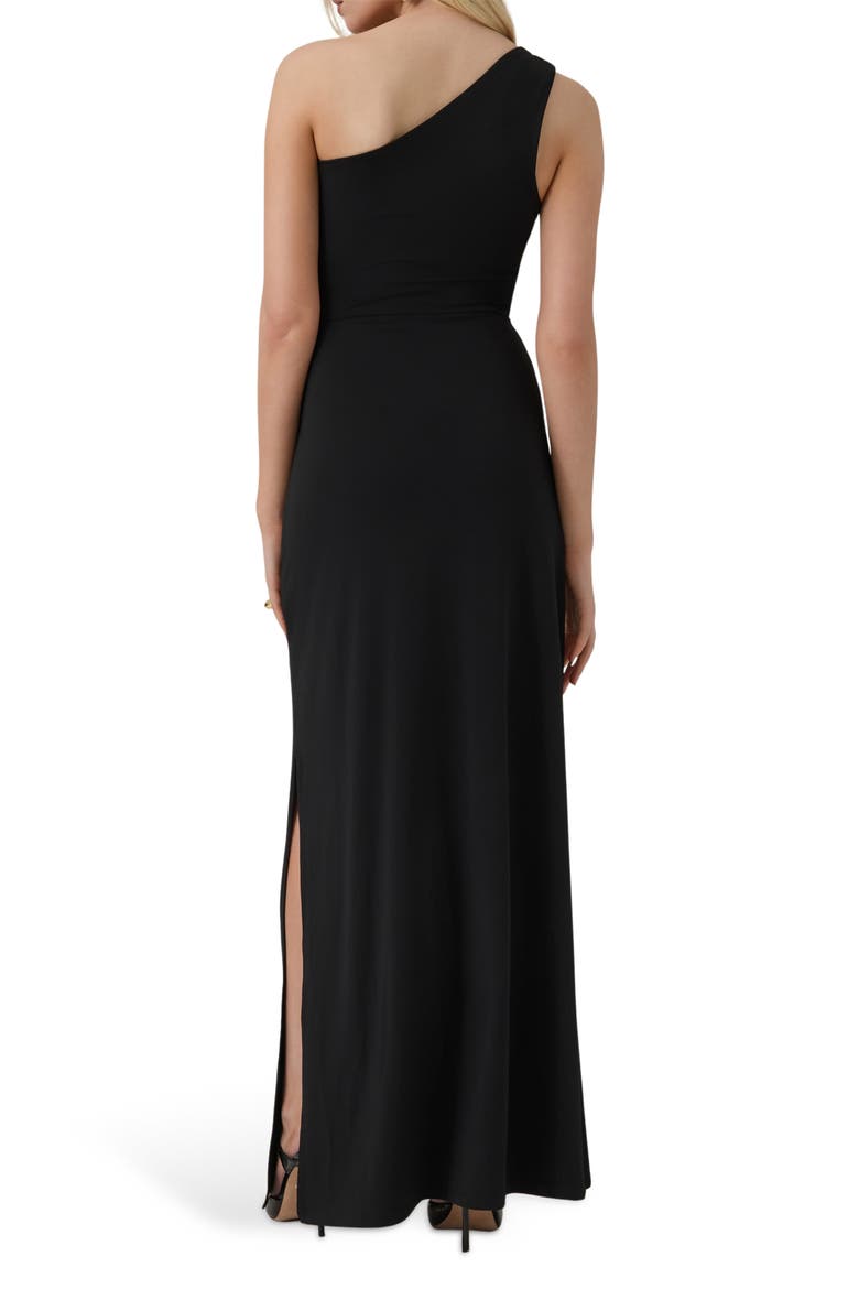 Jazlyn One Shoulder Gown, Alternate, color, JBLACK-BLACK