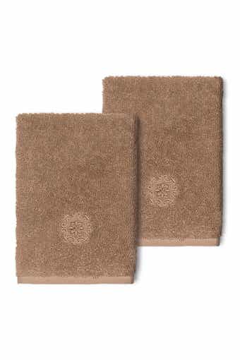 Linum Home Textiles Alyssa Embellished Washcloth - Set of 2 - Latte