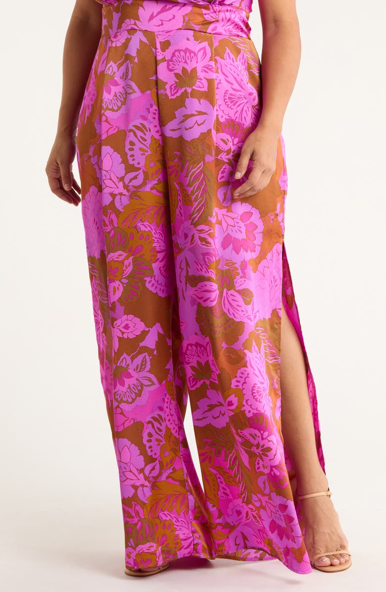 SUGARLIPS Lorian Floral Magic Moment Halter Jumpsuit, Alternate, color, Rust-Magenta