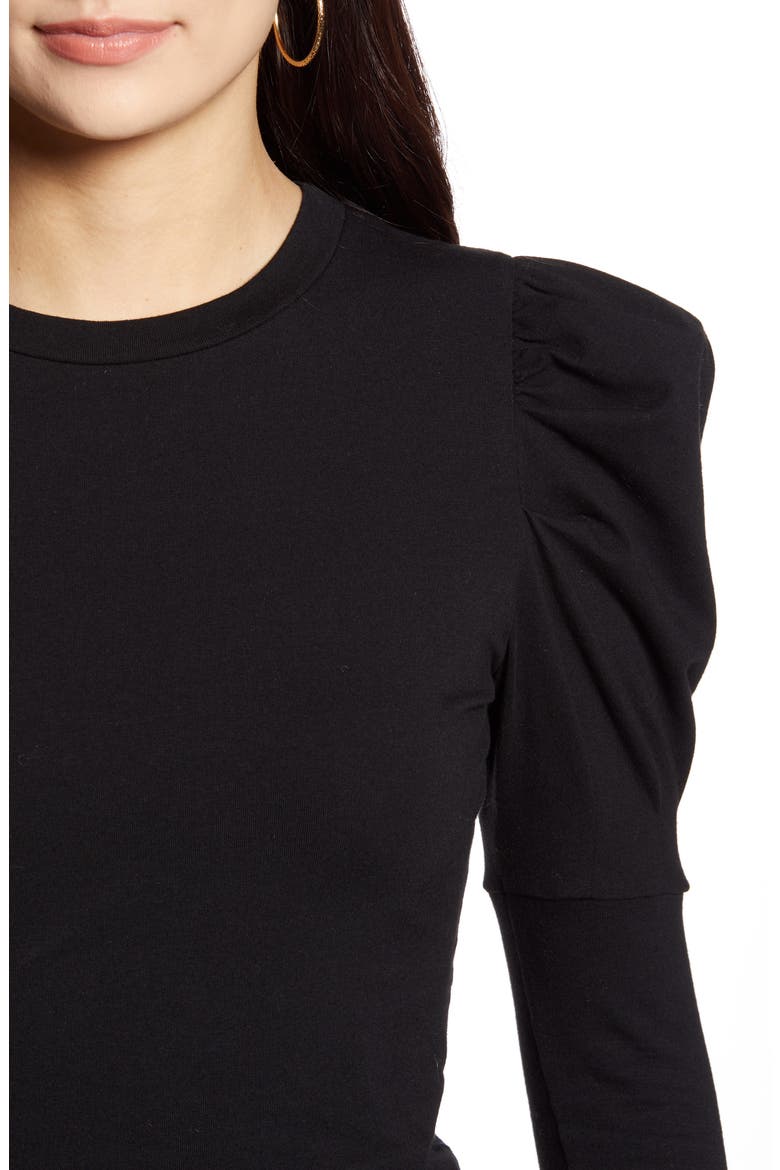 Puff Shoulder Crop Tee, Alternate, color, BLACK