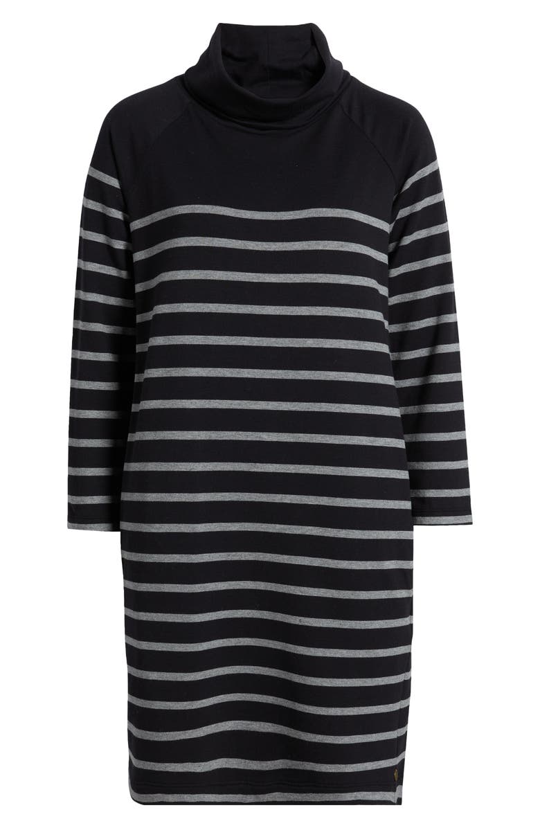 Hatley Stripe Cowl Neck Long Sleeve Cotton Blend French Terry Minidress, Alternate, color,