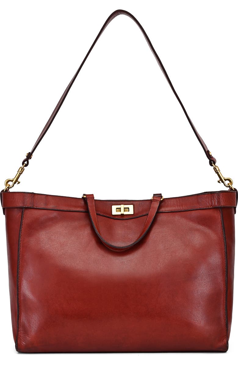 OLD TREND Ixia Genuine Leather Jet Set Travel Tote, Alternate, color, Brown