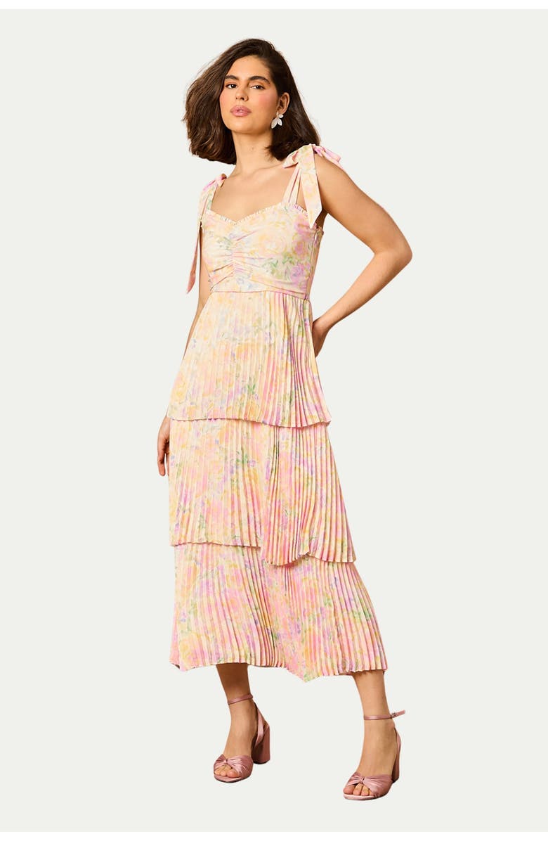 Oasis Pleated Tie Shoulder Midi Dress, Main, color, Multi