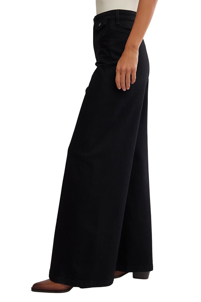 Kellee High Waist Stretch Denim Palazzo Jeans, Alternate, color, BLACK EYELINER