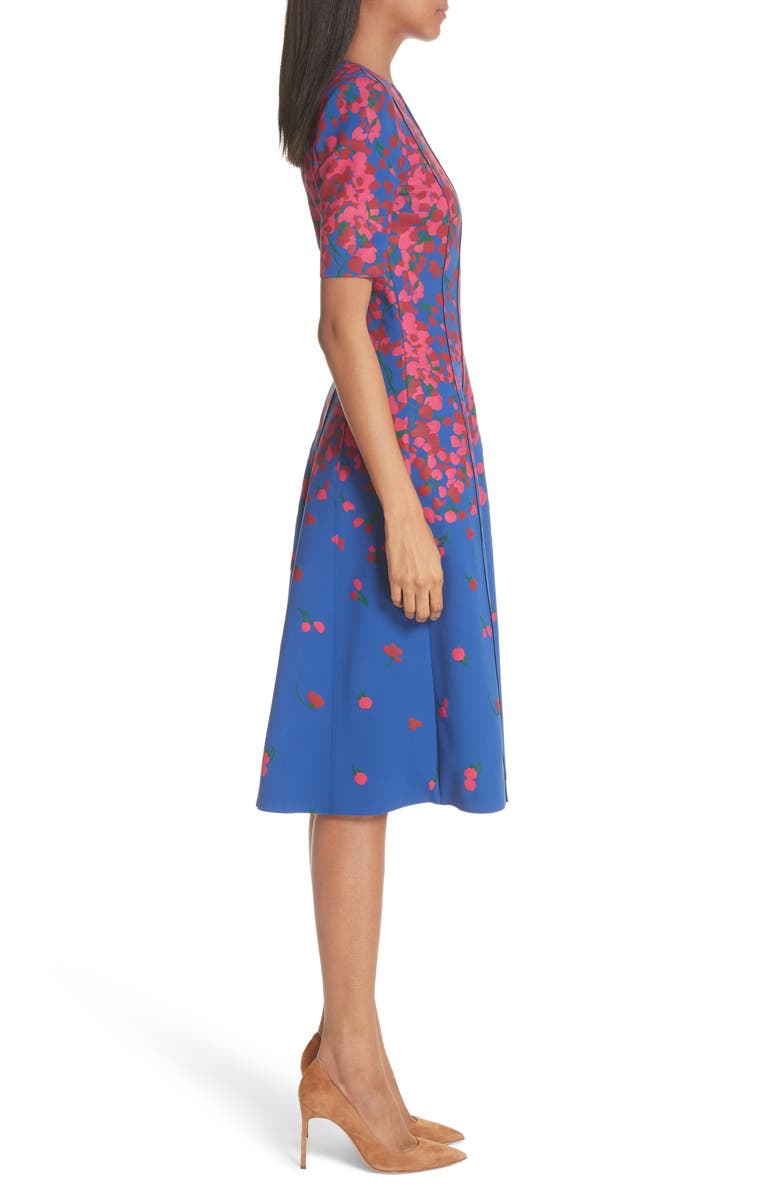 Carolina Herrera Floral Print Neoprene Dress, Alternate, color, 