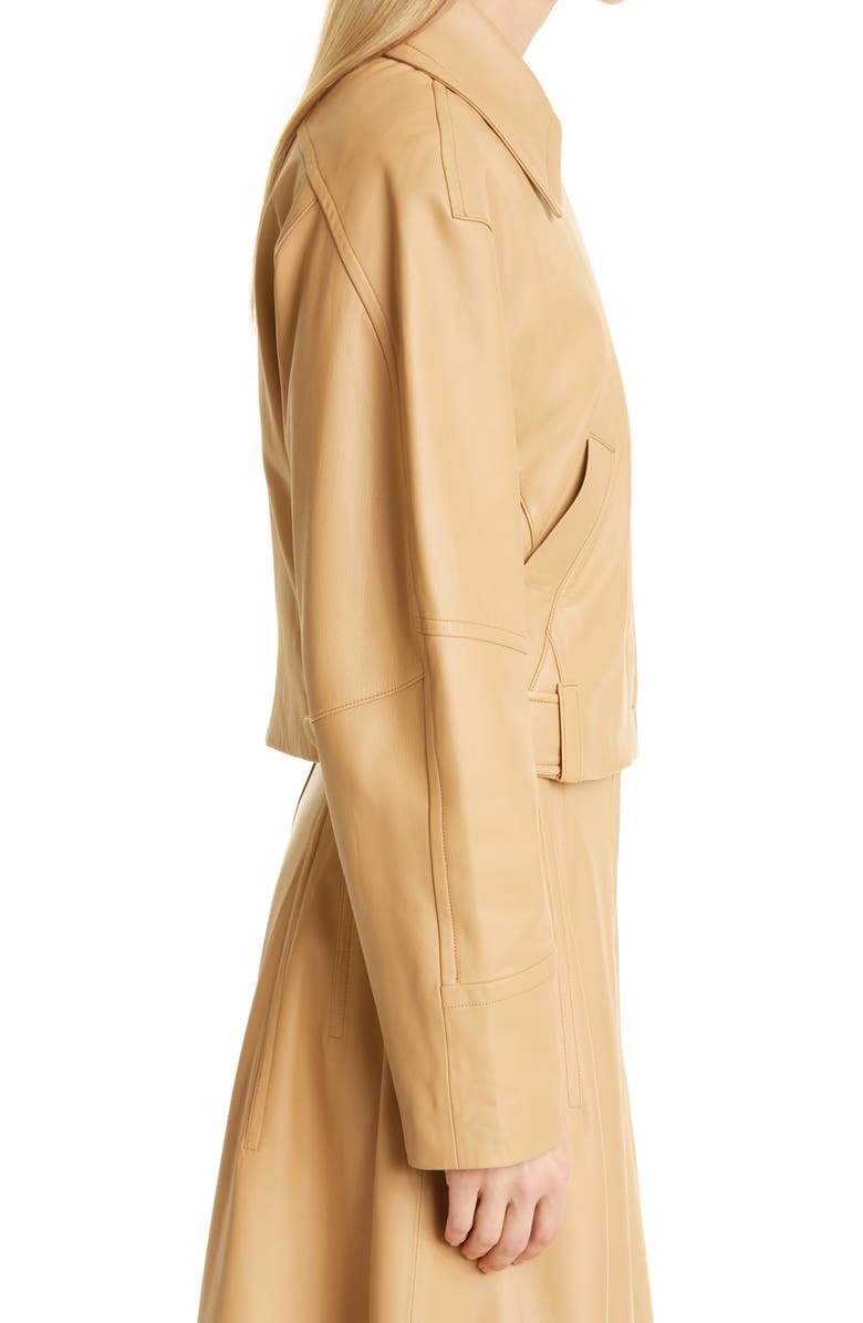 Vince Asymmetric Crop Leather Jacket, Alternate, color,
