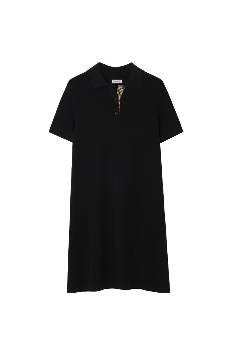 Burberry Wool Polo Shirt Dress, Alternate, color, Black