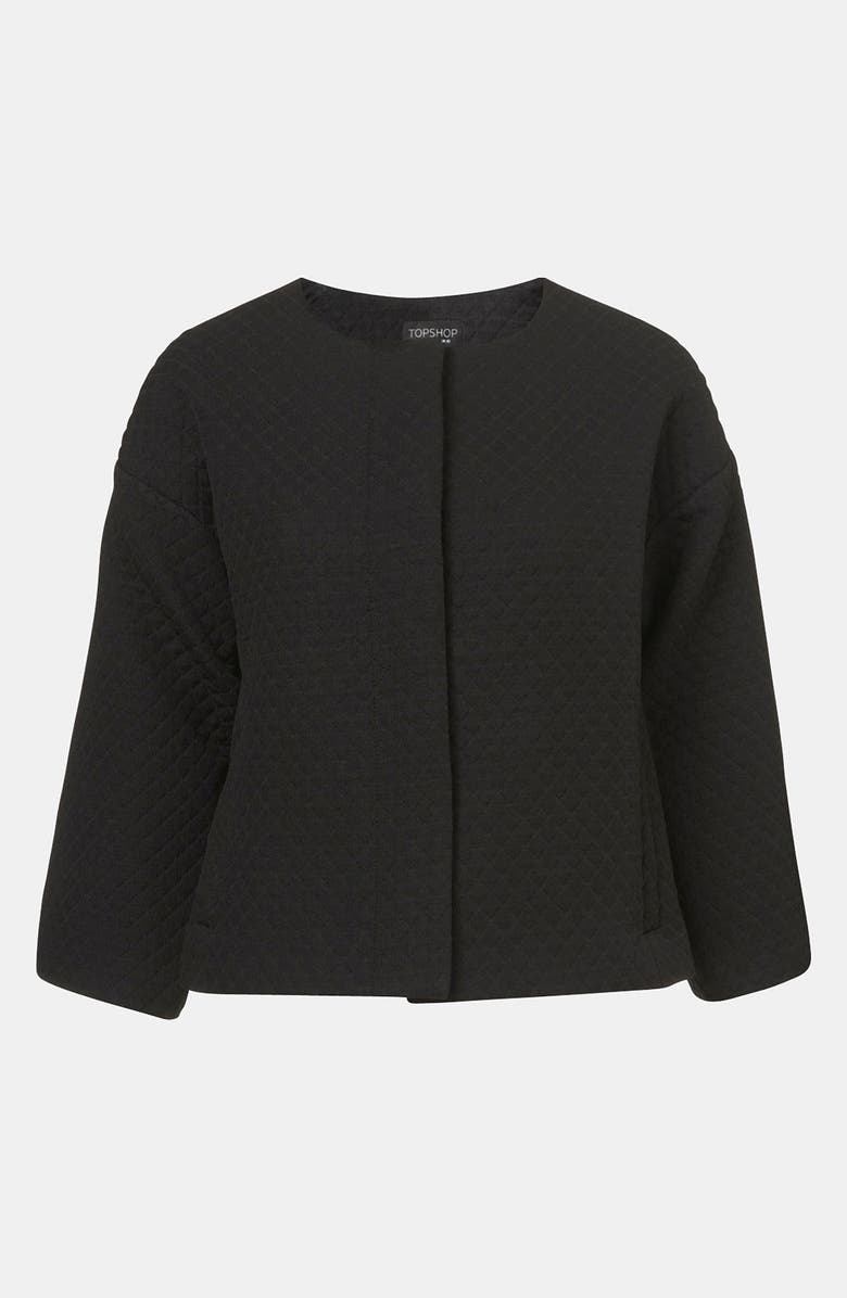 Topshop Quilted Crop Drop Shoulder Jacket, Main, color,