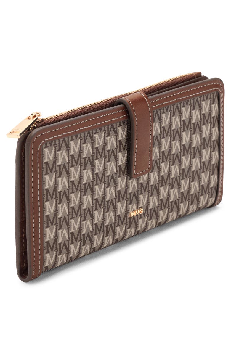MANGO Large Logo Jacquard Wallet, Alternate, color, Leather
