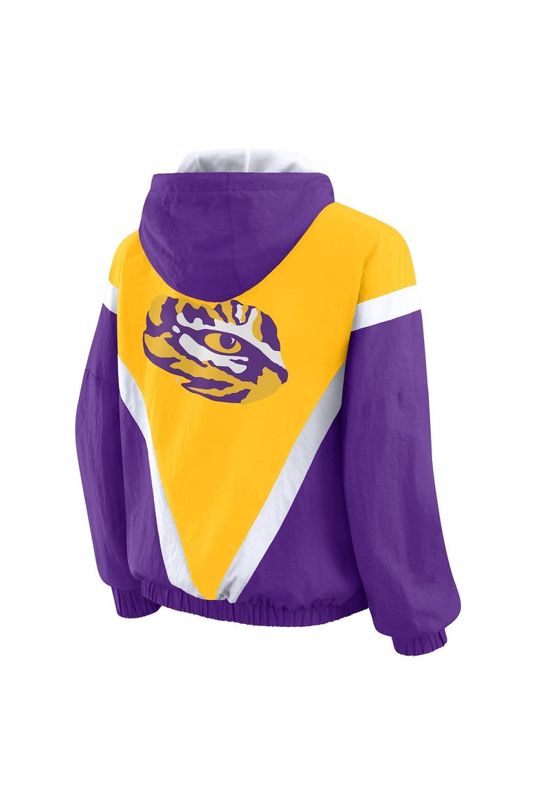 Women's WEAR by Erin Andrews Gold/Purple LSU Tigers Colorblock Full-Zip Hoodie Windbreaker Jacket, Alternate, color, Gold