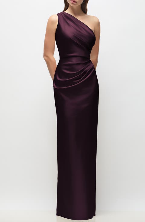 Malin One-Shoulder Charmeuse Gown