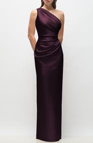 After Six Malin One-Shoulder Charmeuse Gown
